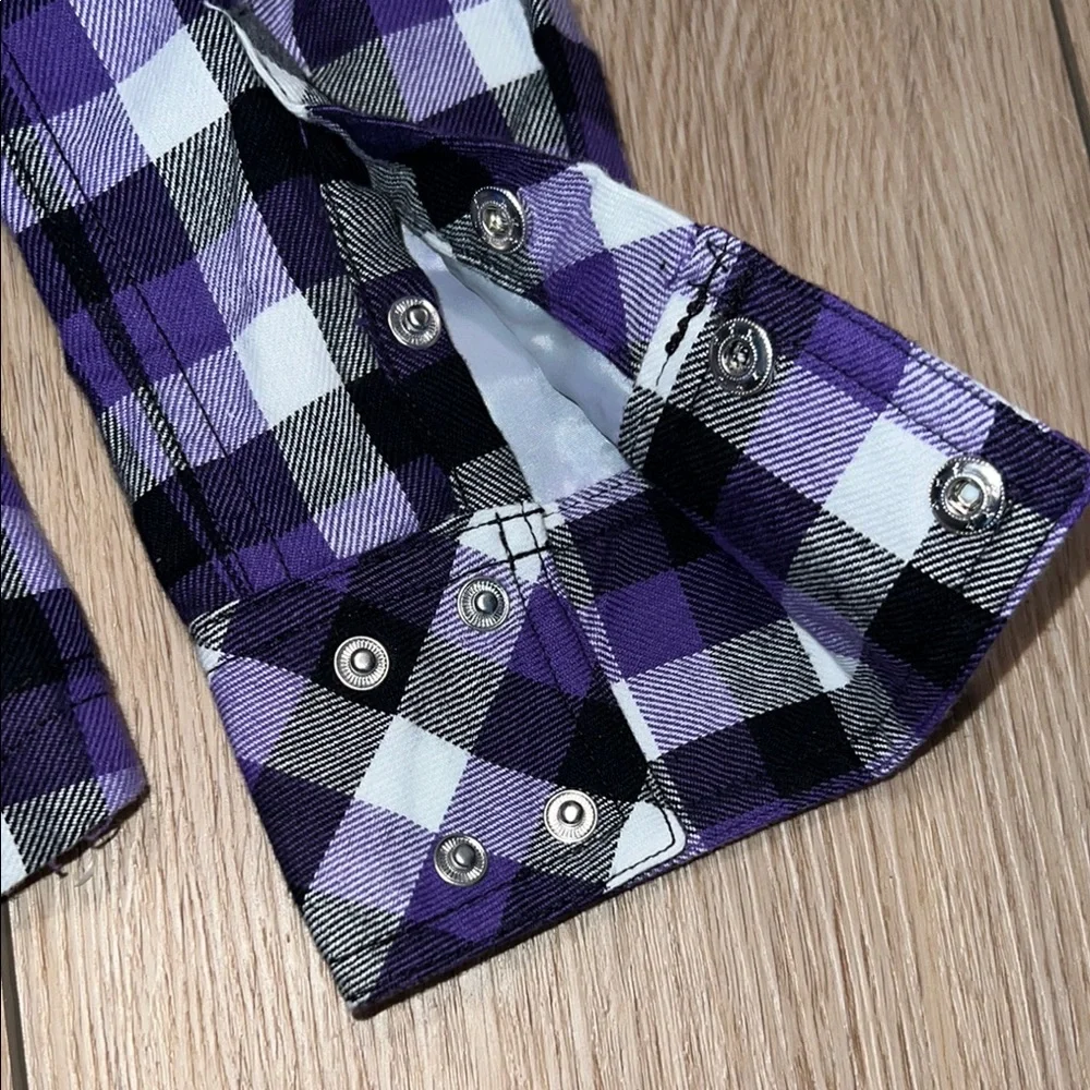 NWT - BC Clothing Casual Purple and Black Button Down Shirt - Picture 7 of 13